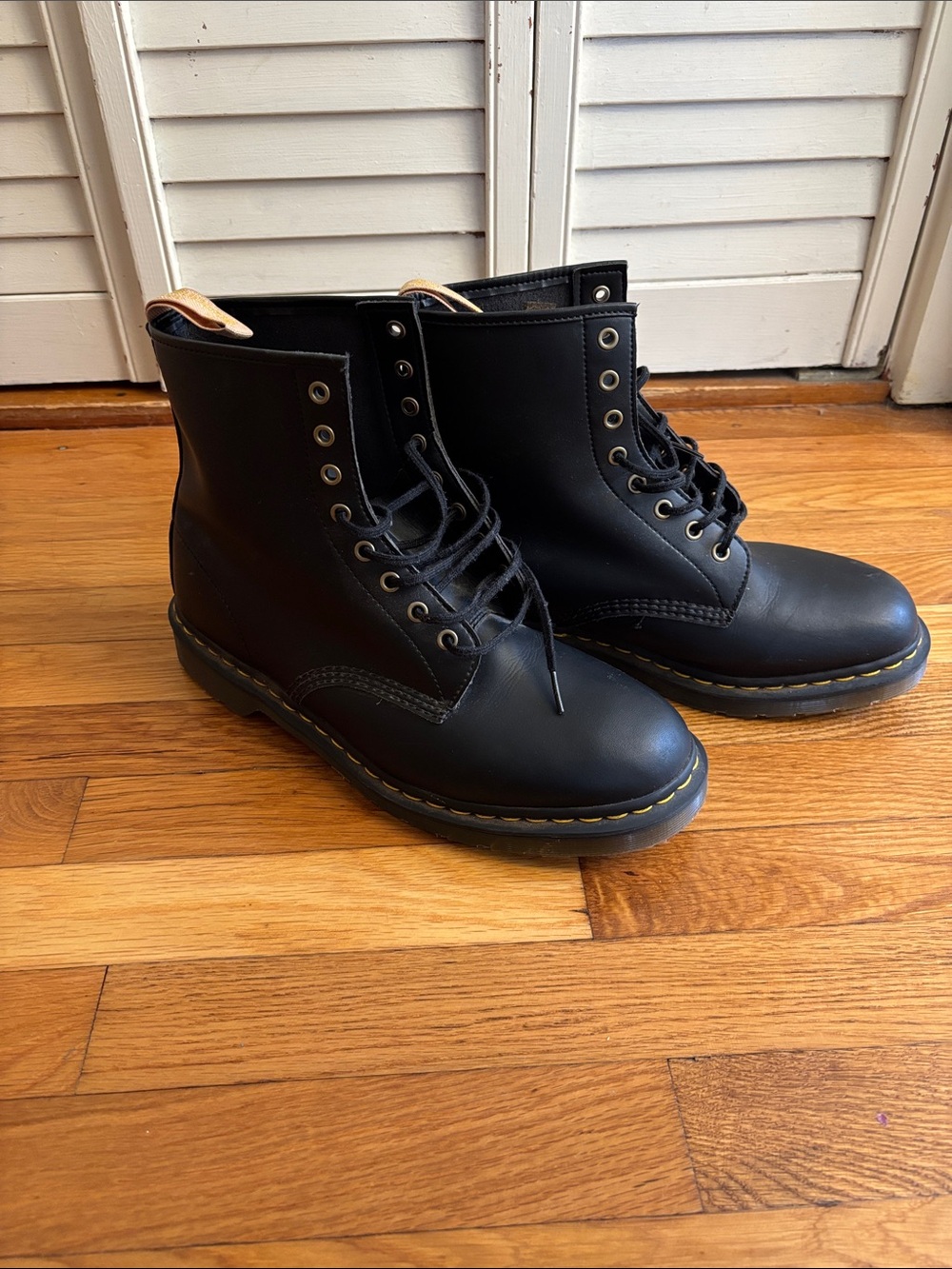 Dr. Martens Combat Boots Black Vegan Leather 8-Eye Lace-Up Boots